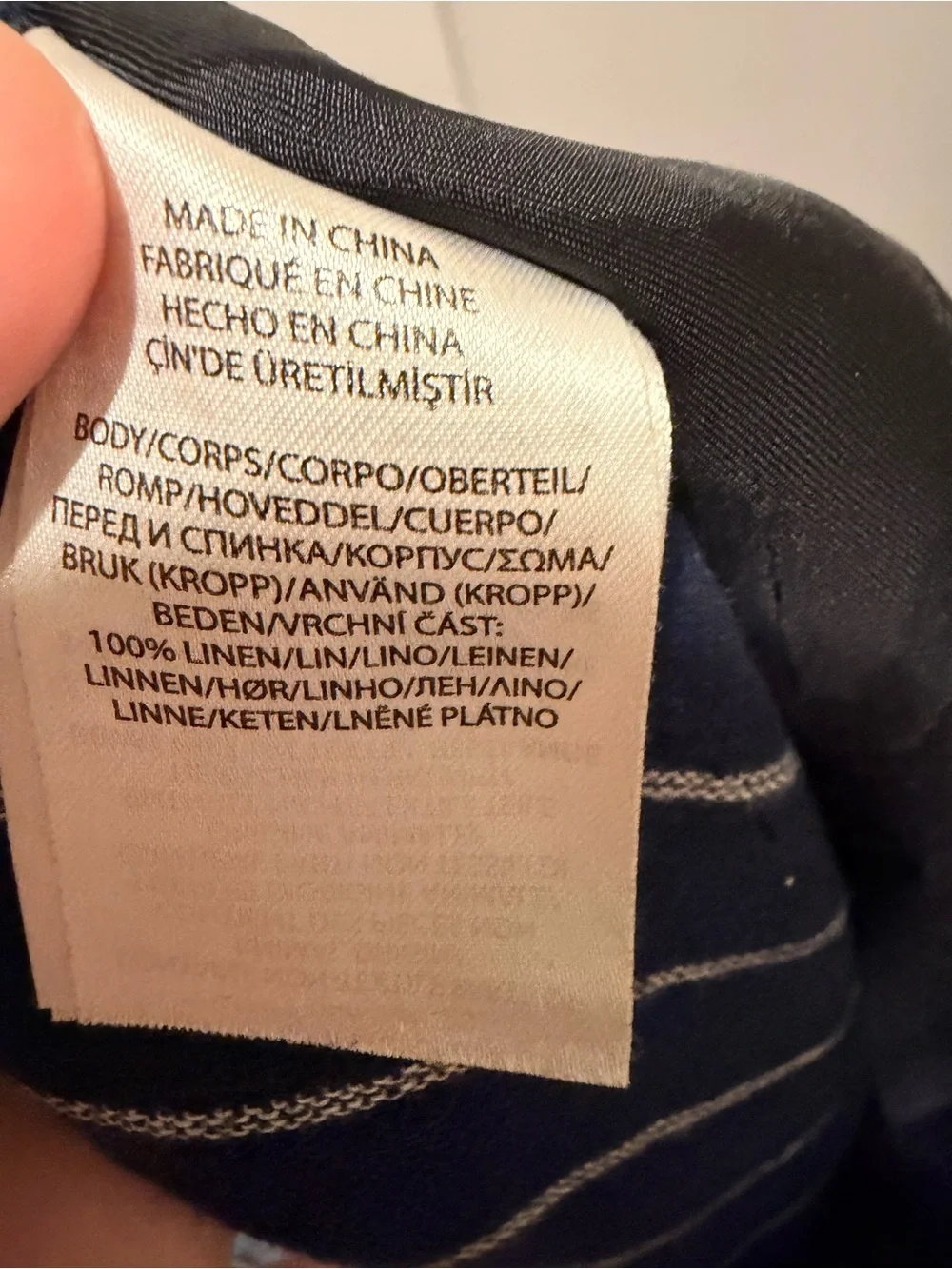 100% Linen Navy Pinstripe Linen Trousers - Picture 5 of 10